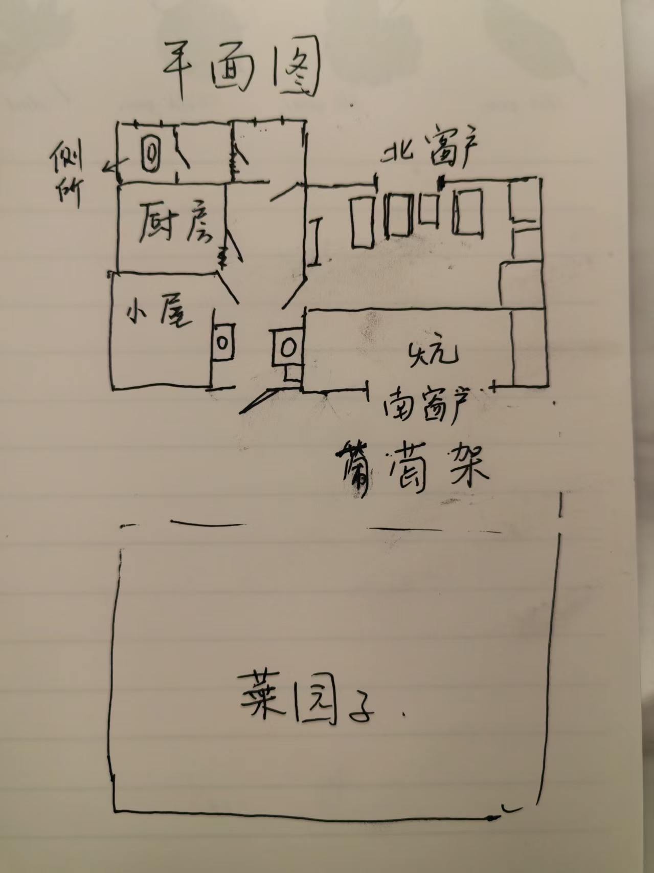 王婷手绘红一变户型；她说：「结构对，比例不准。」2026年8月31日。