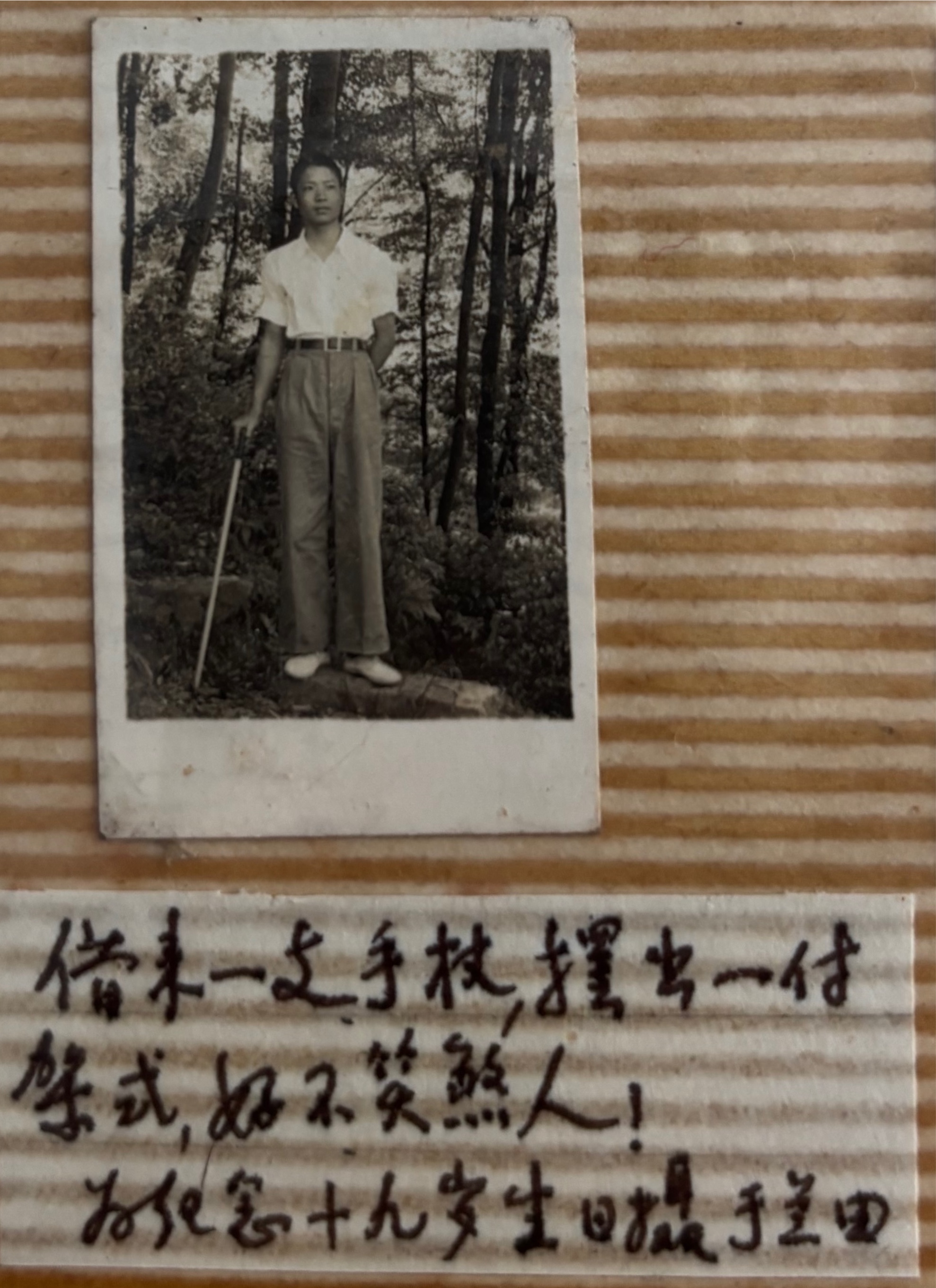 十九岁生日，蓝田。借来的手杖，和后来取笑自己的题注。